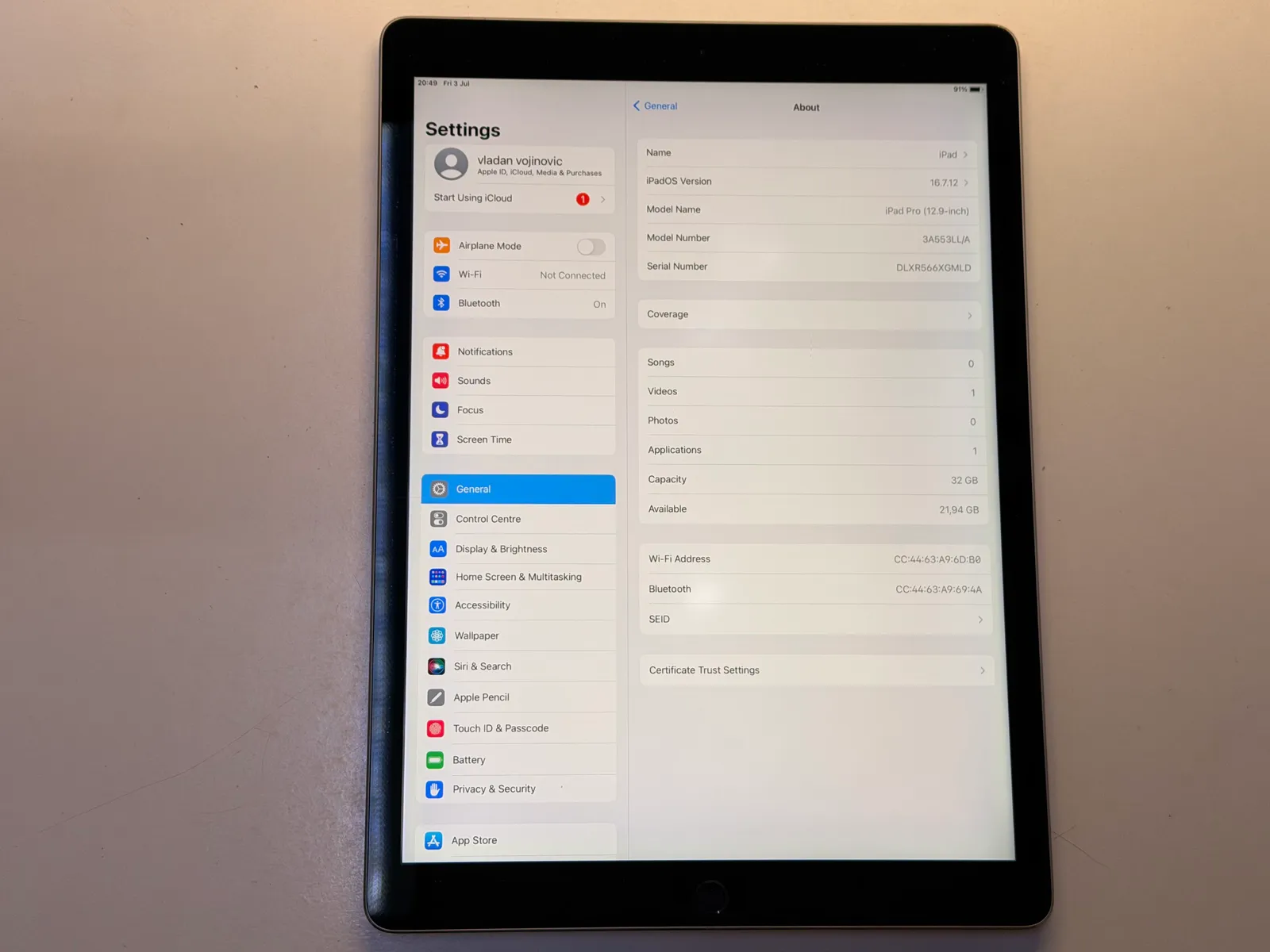 Apple Ipad pro 12.9inch 1st gen.